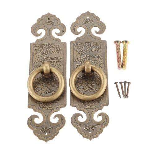 DRELD 2 Pezzi Maniglia Diritta per Mobili in Ottone Cinese Antico Ferramenta per Porte Manopola a Tirare in Rame per Cassetta di Legno 10cm/12cm/15cm