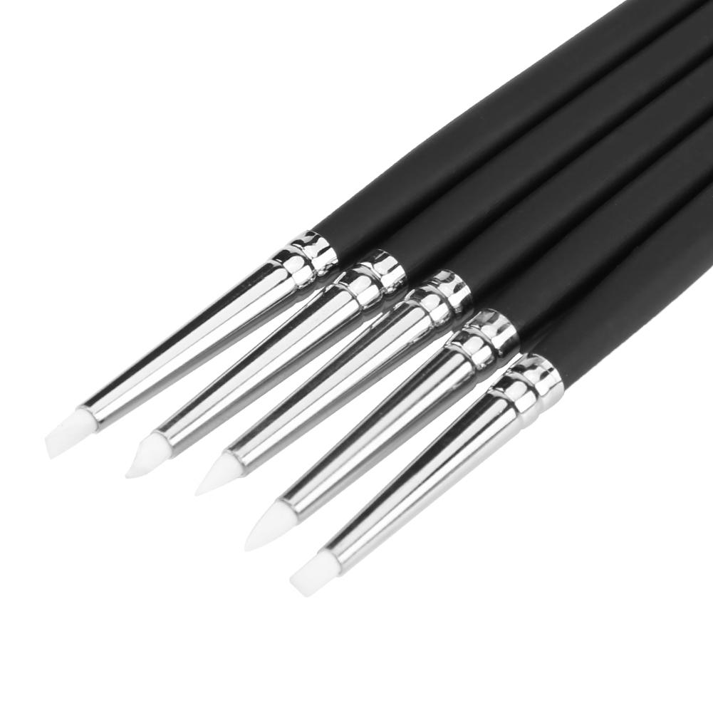 5pcsCelsiusset Silicone Soft Head Clay Pottery Moulding Pen   Craft Tool(black head)