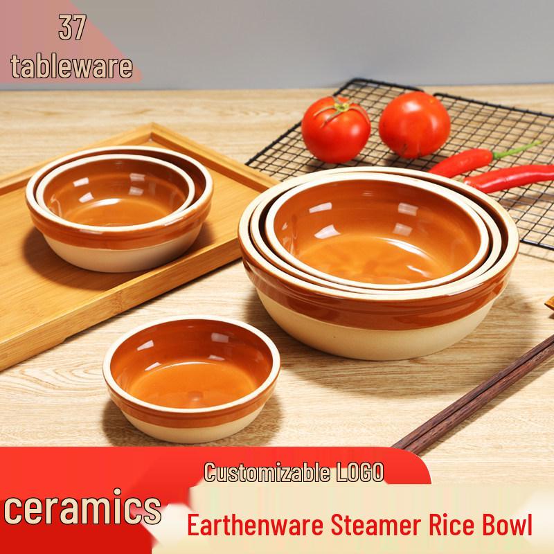 Liuyang Chinese Style Ceramic Steamed Rice Bowl - Earthenware Clay Pot for Restaurant Use