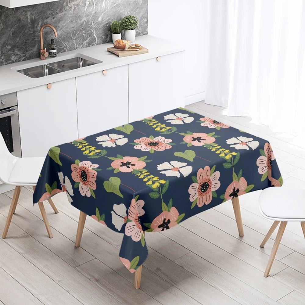 Plant Floral Rectangular Tablecloth Waterproof and Oil Resistant Wedding Party Decoration Restaurant Table Kitchen