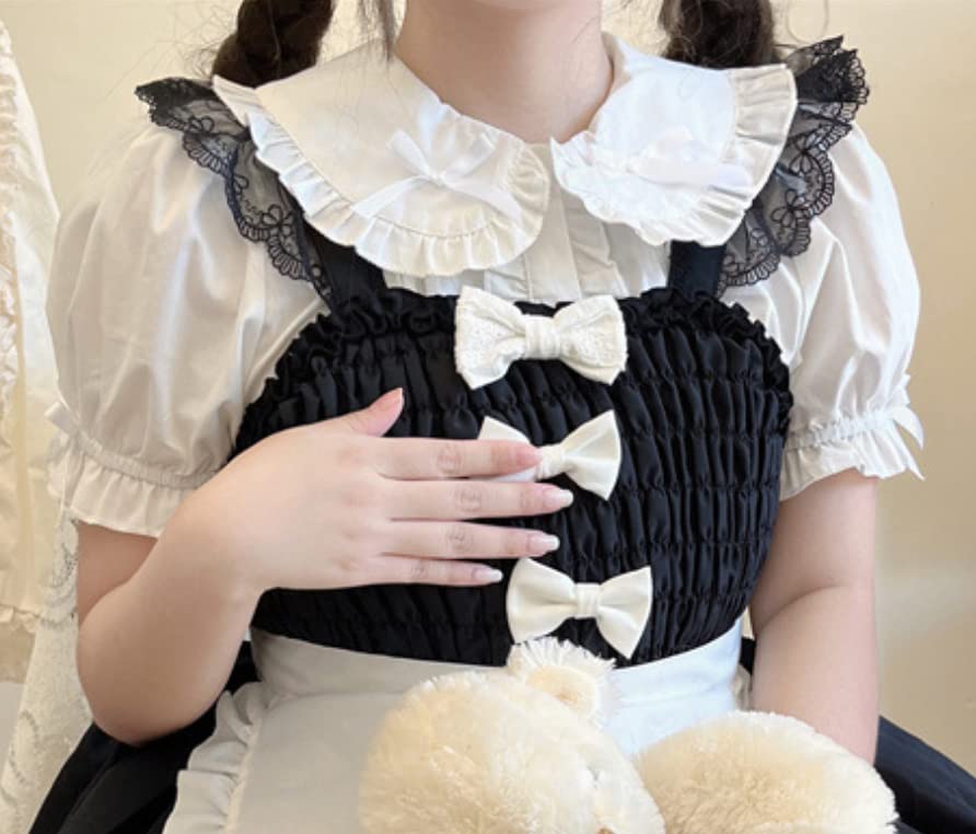 Lady Lazy Lolita Short Sleeve Blouse with Round White Women's Ruffles, Collar, (Size M)