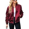 Women Oversized Bomber Jacket Zip Up Coat with Pockets Casual Fall Outfits