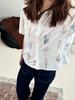 French Floral Embroidered Lace-Trim Lapel Short-Sleeve Loose Shirt for Women