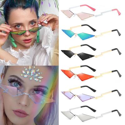 Lunettes de soleil sans monture tendance UV400 à verres film véritable forme diamant mode pour femmes