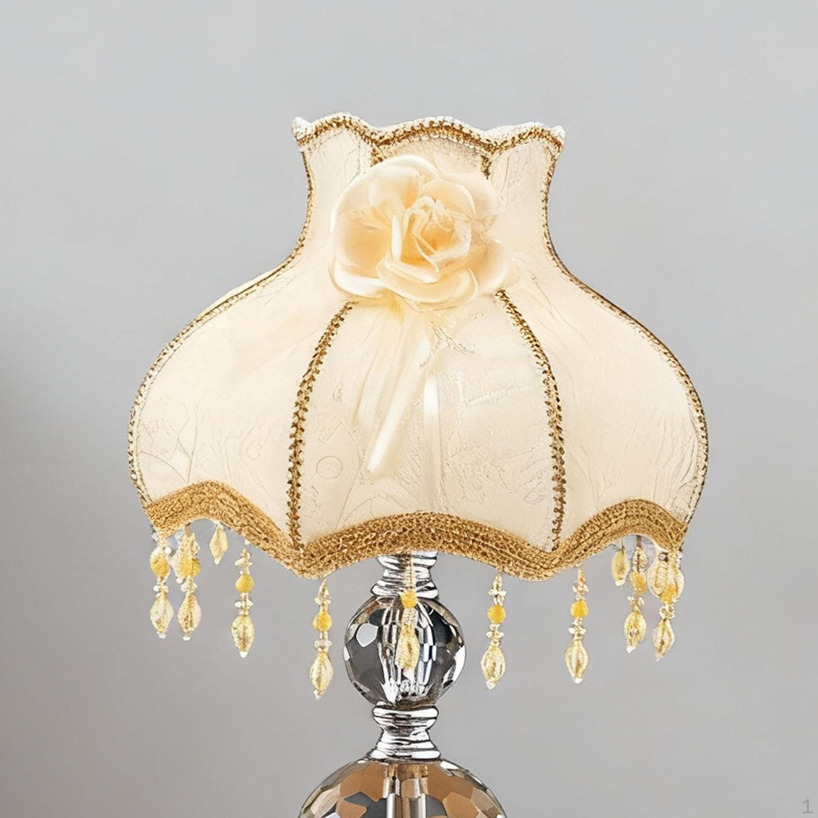 

Абажур Декоративна Бахрома Китиця Тканинний Бісерний Абажур для Настільної Лампи Заміна Європейський Вінтаж бежевий