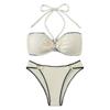 White Swimwear 2 Piece Strapless Swimsuit Women Sexy Bandeau Backless Bikini Set Lace-up Patchwork Beach Bathing Suit 2025 New