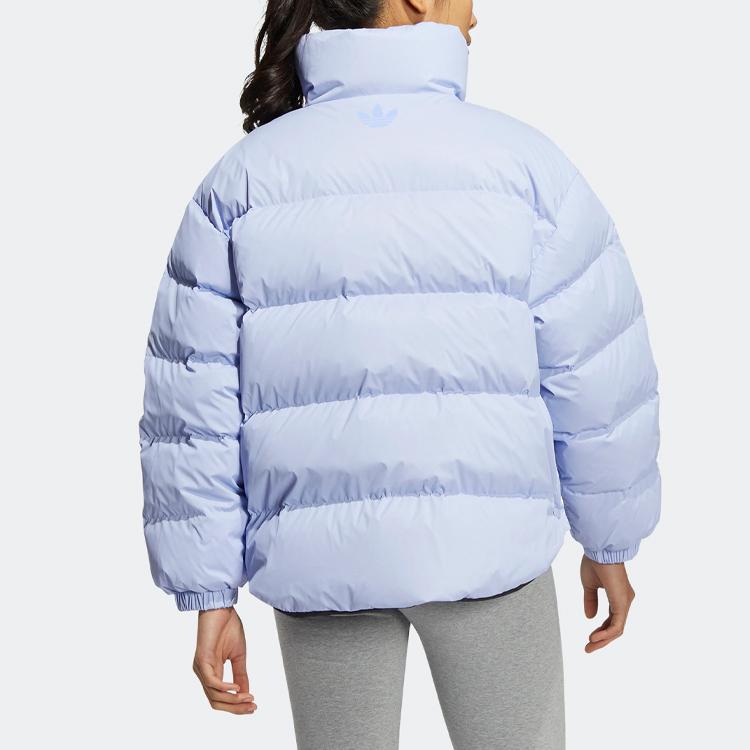 Adidas Originals FW22 Veste de sport réversible en nylon chaud et duvet de canard pour femme, couleur unie, vêtement d'extérieur vintage, bleu et noir, HS9499