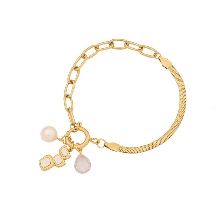 Современный браслет с подвеской-сердцем Стильный браслет с цепочкой-цветком Модное украшение на запястье Подарок для женщин, любящих детали