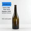 750ml mattierte große Bauch-Dunkelgrüne Glasweinflasche für Cabernet