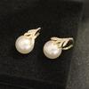 Elegant Temperament Stone-set Feathers Gold-plated Earrings Large Pearls Fashion Ear Buckles Women's Casual Versatile Earrings Stud Earrings