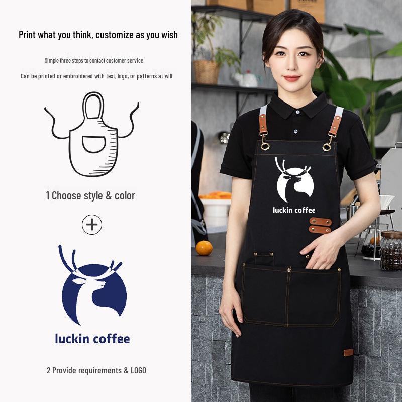 Custom Waterproof Oil-Proof Double Shoulder Canvas Apron