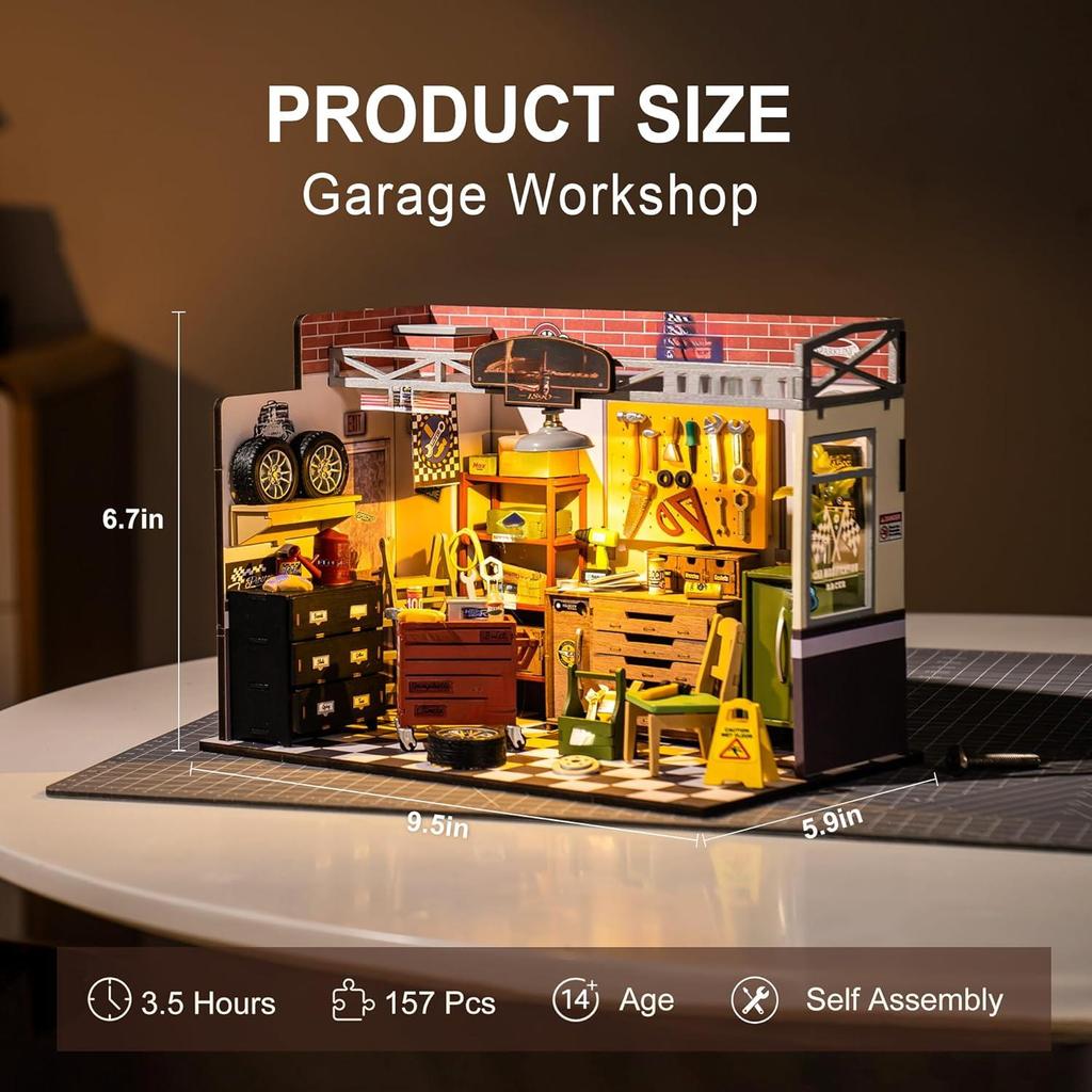 ROBOTIME Rolife 3D Puzzles Garage Workshop DIY Miniature House Kit DG165