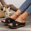Summer New Large-size Shoes Hollow Solid Color Thick-soled Fish Mouth One-character Slippers