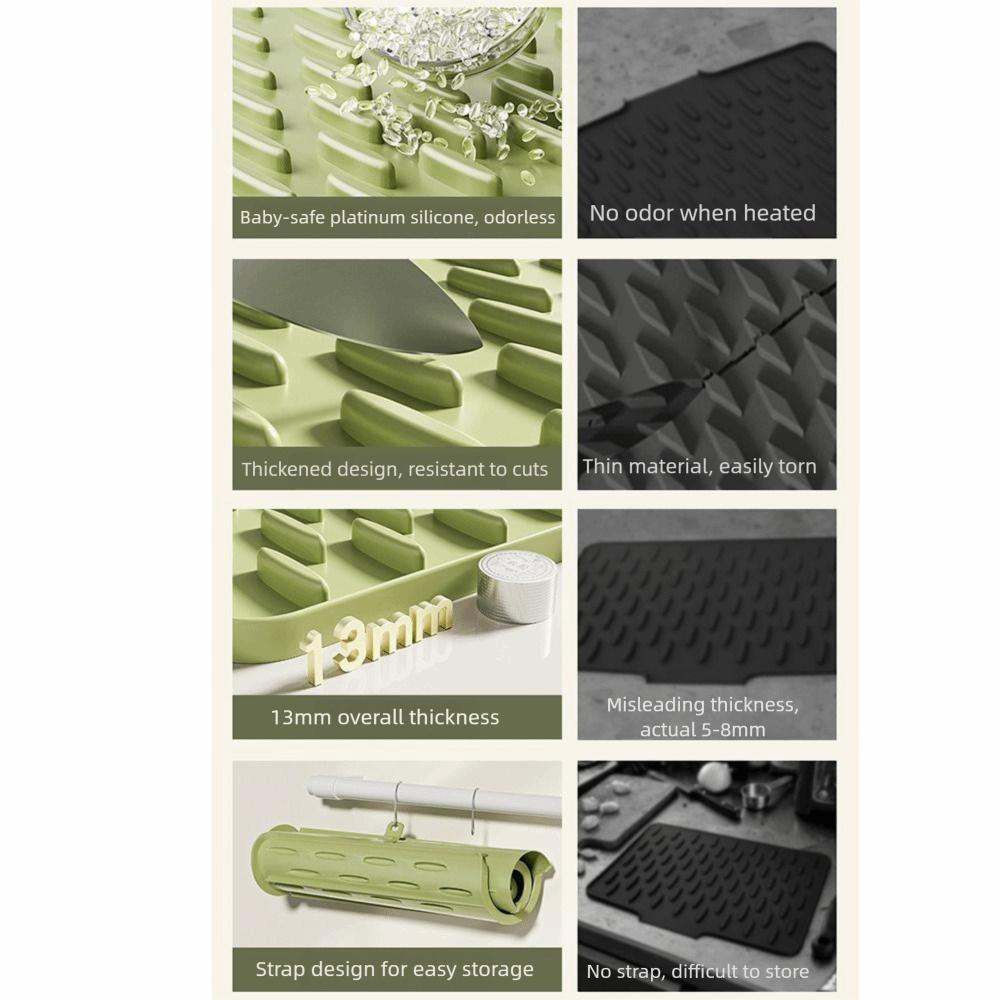 Heat Resistant Dish Drying Mat Tilted Design Water Drip Catcher Countertop Protector Vegetables