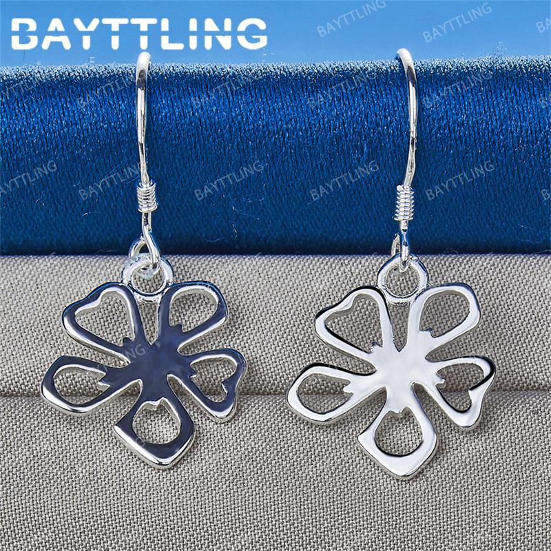 Luxury 925 Sterling Silver Exquisite Flower Earrings for Women Fashion Accessories Jewelry Wedding Gifts