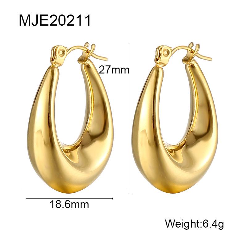 

Элегантные овальные металлические серьги-кольца: Европейские ретро серьги из нержавеющей стали для женщин 18K золотой