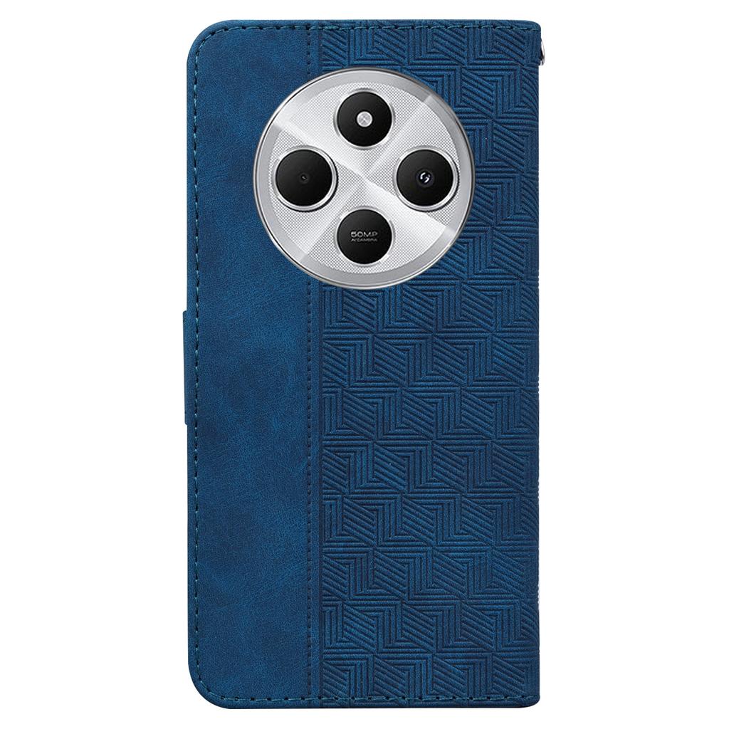 For Xiaomi Poco C75 4G/Redmi 14R 5G/14C 4G Case Geometry Pattern Leather Wallet Phone Cover with Wrist Strap