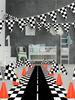 1pc Racing-Style Black-White Checkerboard Linen Table Runner, 2D Printed, Year-Round Use, Decor for Dining/Kitchen/Living Room,
