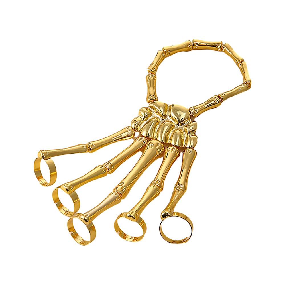 Fashion Women Men Gothic Punk Skull Ghost Skeleton Finger Bracelet Hand Chain Bangles For Halloween Femme Party Accessories