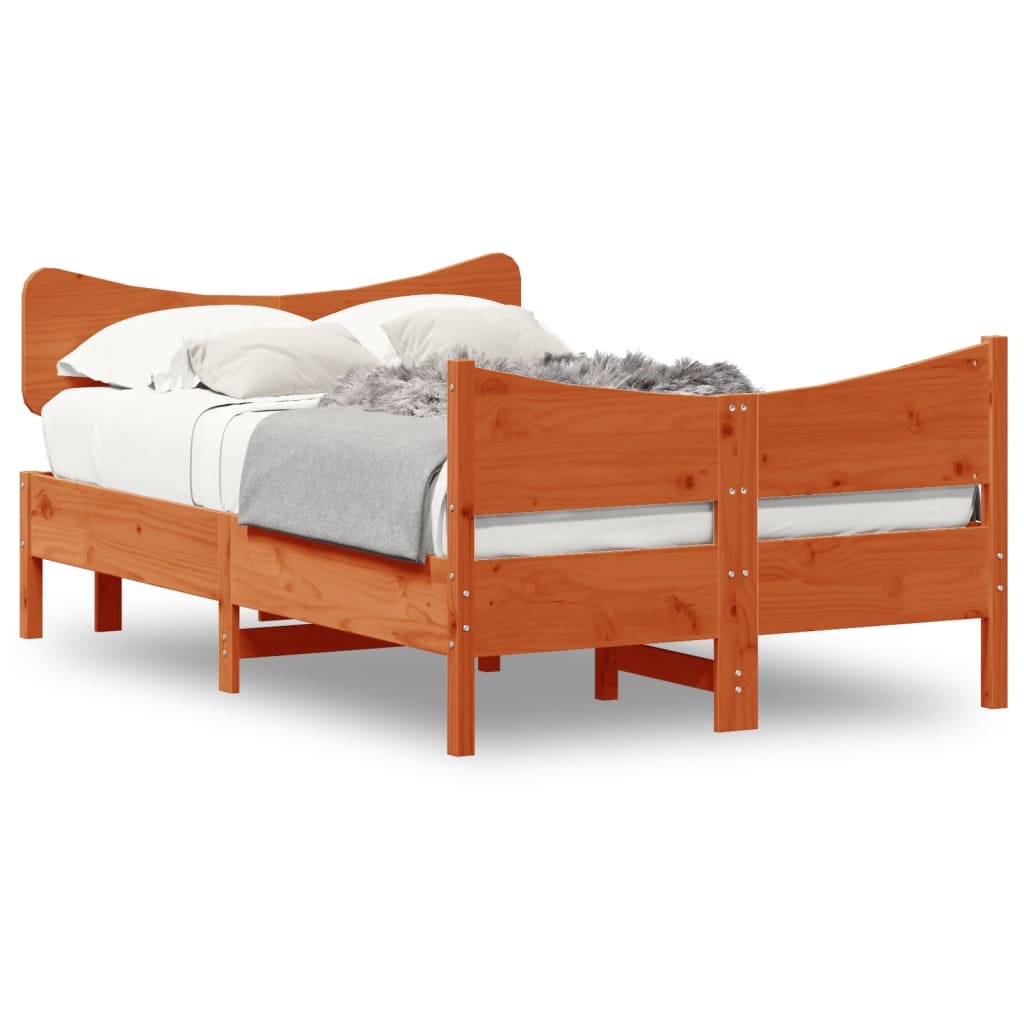 Solid Wood Bed without Mattress Wax Brown 120 x 200 cm Pine Wood