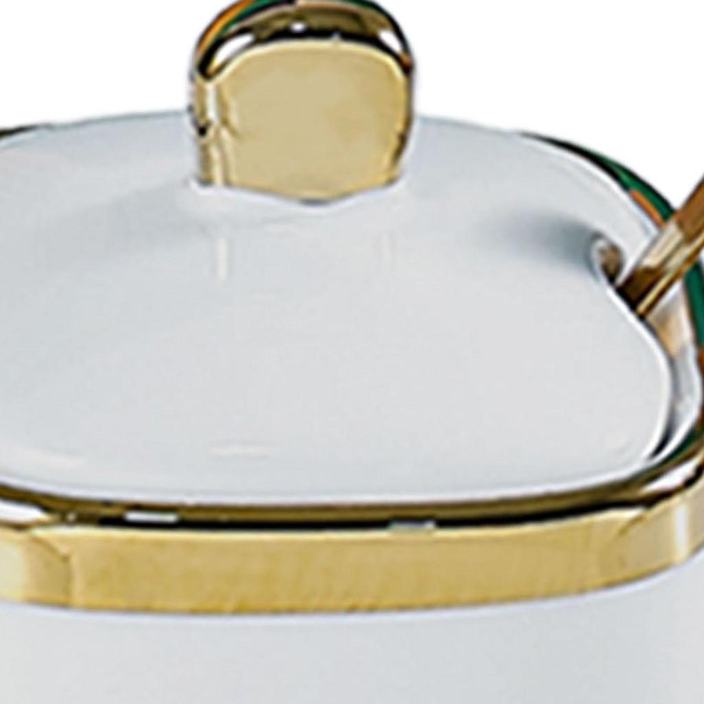 300ml Porcelánová Cukřenka Kořenka s Víčkem a Lžičkou Solnička Nádoba na Cukr Dávkovač pro Domácí Bar Kuchyňské Gadžety