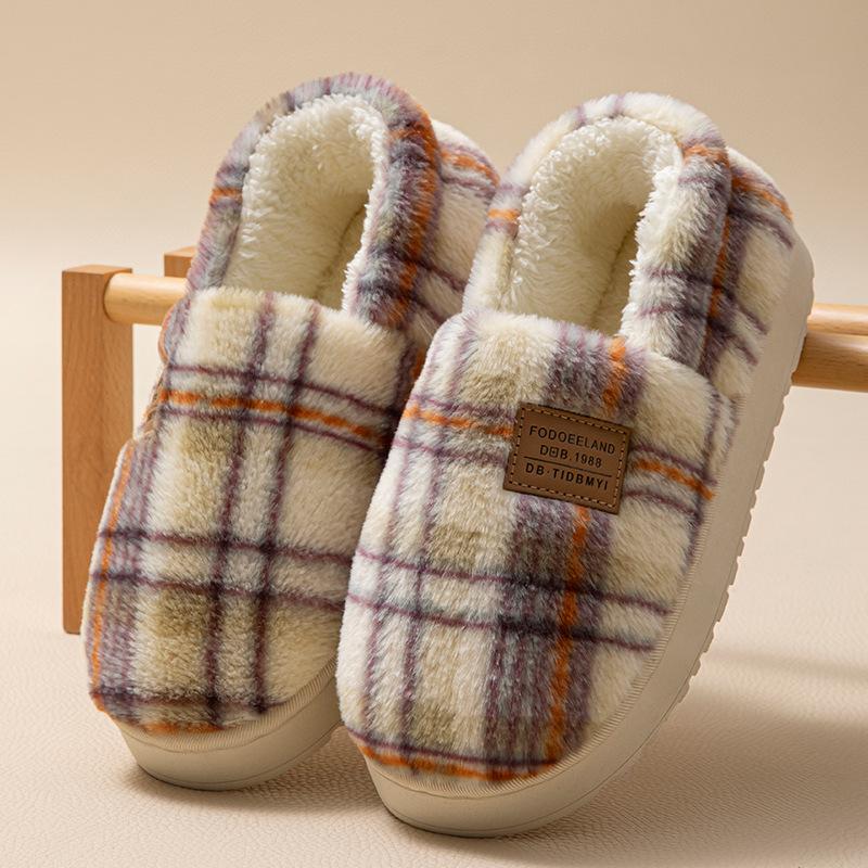 Cotton slippers winter 2025 new indoor home thick bottom warm non-slip household wool slippers