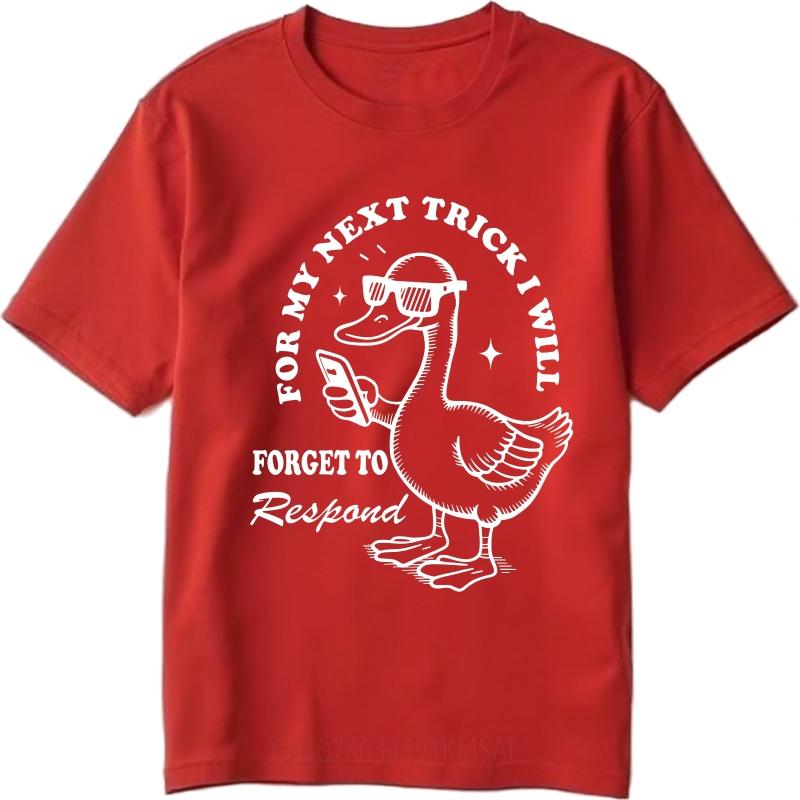 

Graphic Summer For Her tshirt Duck Wears Sunglasses Holds Phone Text Circle Short Sleeve New Arrived ONeck Top Tees as the picture2961 красный