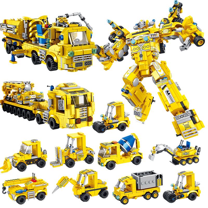 Panlos 8-in-1 Fire Truck & Police Car Robot Building Blocks Educational Toy 45*7*33CM