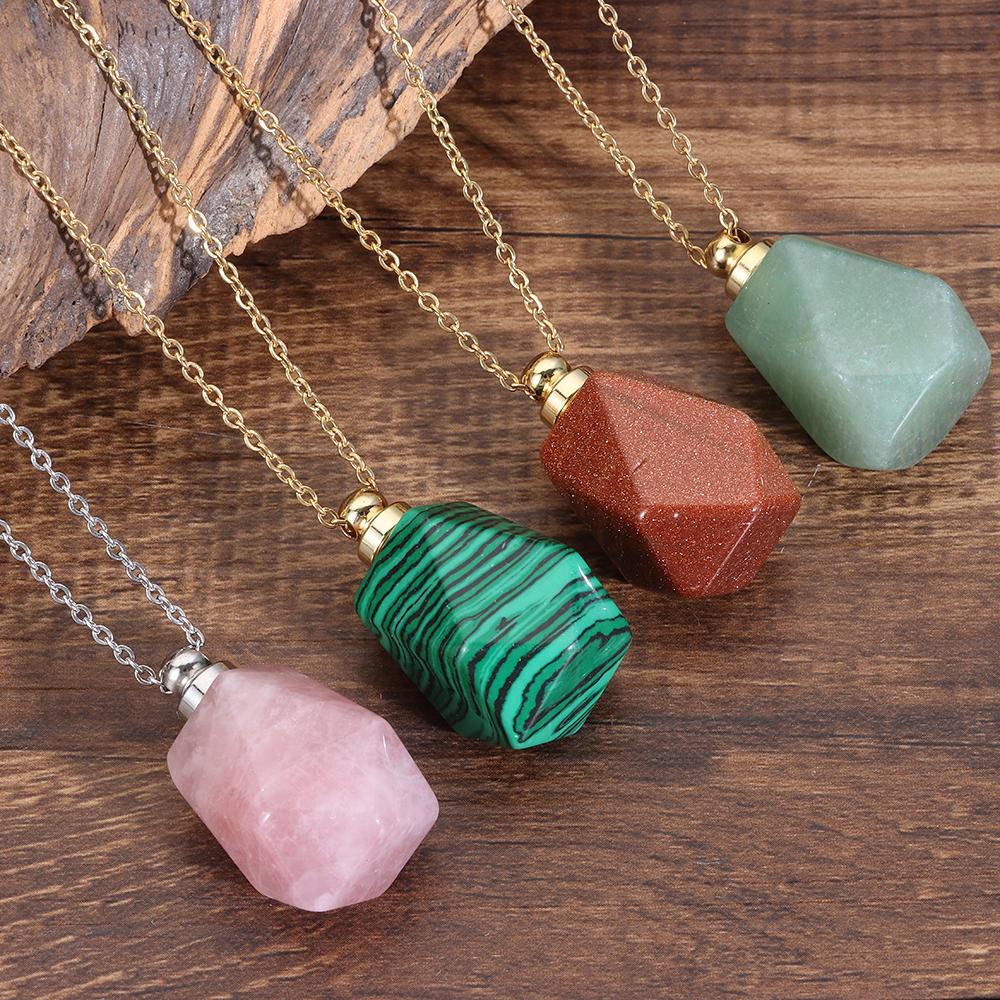 

Форма капли воды ювелирные изделия подарок диффузор масла флакон натуральный камень ожерелье флакон духов кулон