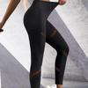 Women's Black Mesh Patchwork High Waist Yoga Pants - European & American Slimming Hip Lifting Nine-Point Style