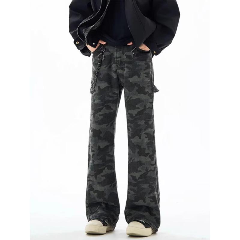 

JYL Women s Cargo Pants American Camo Spring High-Waist Slim Flare Denim Pants M кадмій червоний колір