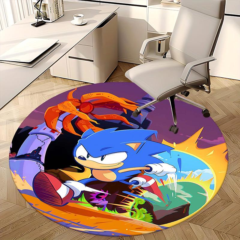 1pc Sonic the Hedgehog Round Carpet - Anime Design Chair Mat for Office, Home Decor, Living Room