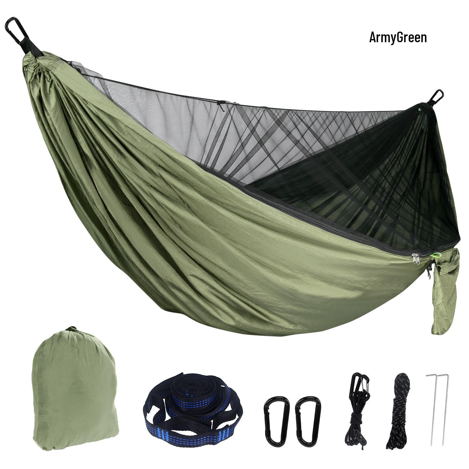 

Quick-Open Mosquito Net Hammock: Outdoor Camping with 210T Nylon and Encrypted Mesh