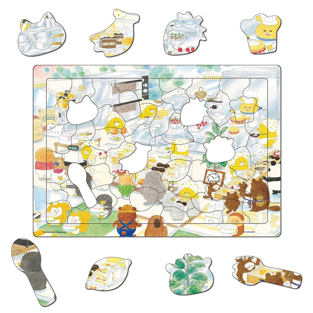 Tenyo Child Puzzle Noraneko Gundan Cake Shop 60 Pieces MC-60-620 Kids Puzzle Antibacterial Coating with Storage Cover 4 Years and Up