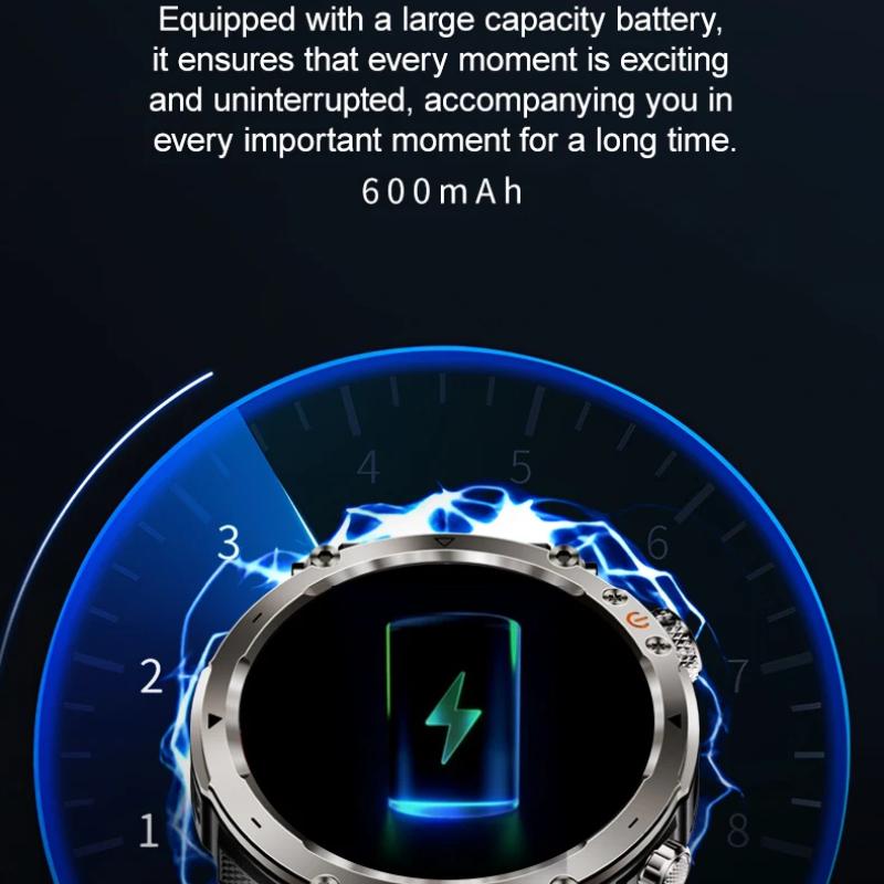 New 5ATM Waterproof Smart Watch Men 600mAh Outdoor SmartWatch GPS Compass Heart Rate LED Flashlight Bluetooth Call Sports Smartwatch