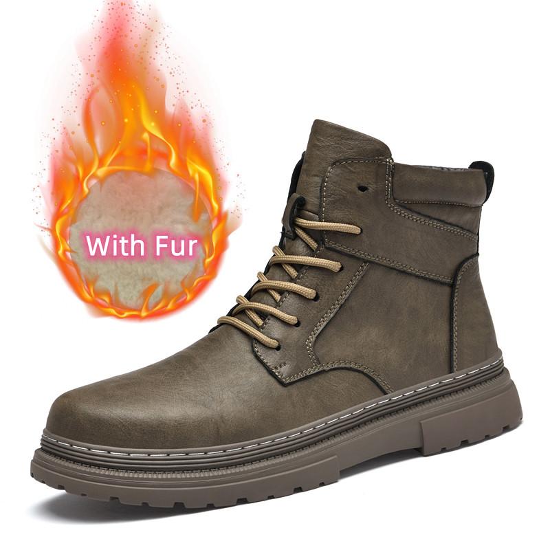 

2024 Высококачественные мужские мотоциклетные ботинки Мужская обувь Мужские зимние плюшевые зимние ботинки из натуральной кожи для мужчин Высокие прогулочные ботинки 37