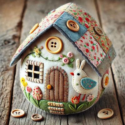 Yousheng Filz Eierhaus Set DIY Patchwork Filz Eierhaus Bastelset Handgefertigt Bestickt Ostereier Bastelset für Osterkorb Festliche Dekoration