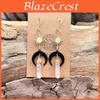 Bohemian Moon Black Quartz Crystal Earrings With Electroplated Alloy For Women And Men