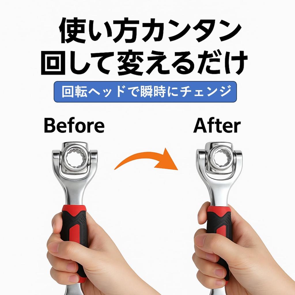 Rubonarie Socket for Car and Motorcycle Tiger Universal Wrench 8-in-1 Wrench, 360° Rotation, 8-21mm, Repairs, Wrench, (Red)