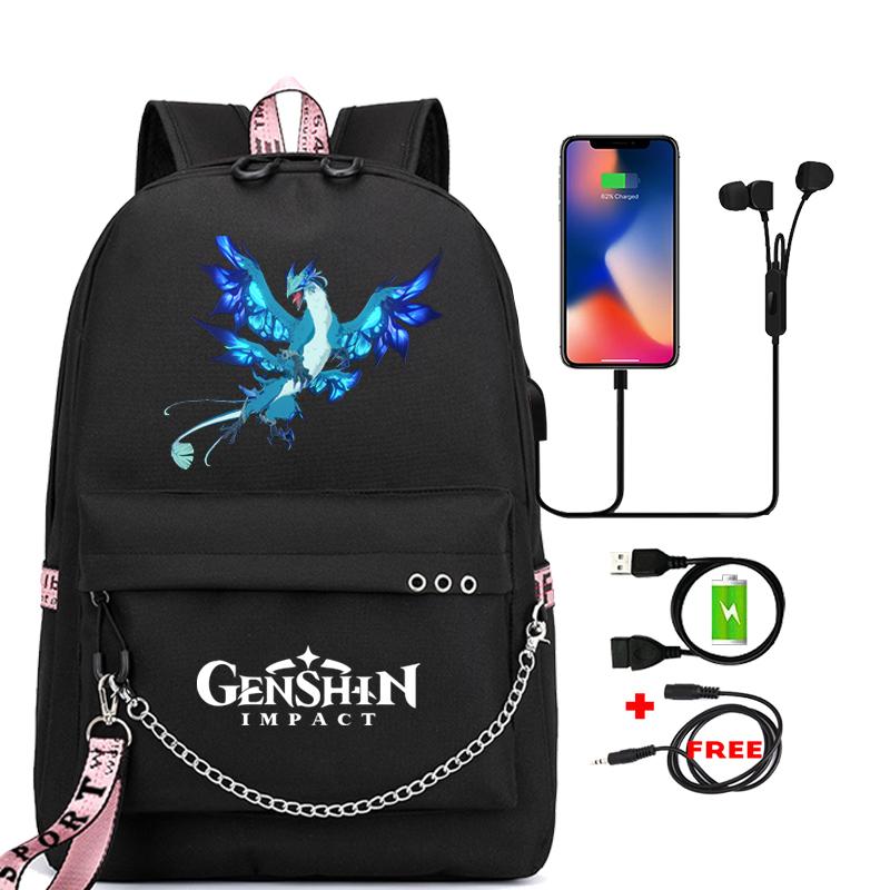 Anime Game Travel Backpack Printed Canvas Backpack Students Women Large Capacity Bookbag Usb Charging for Boy Girl School Bag Kids Gifts
