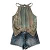 Women’s Sleeveless Bohemian Floral Print Neck Tank Top with Relaxed Fit and Lightweight Fabric for Daily Wear and Layering