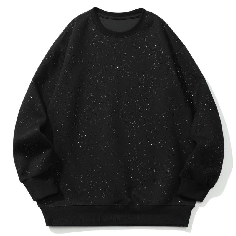 

Звездно-черный унисекс-толстый свитер с капюшоном - American Retro All-Match для весны и осени 2XL
