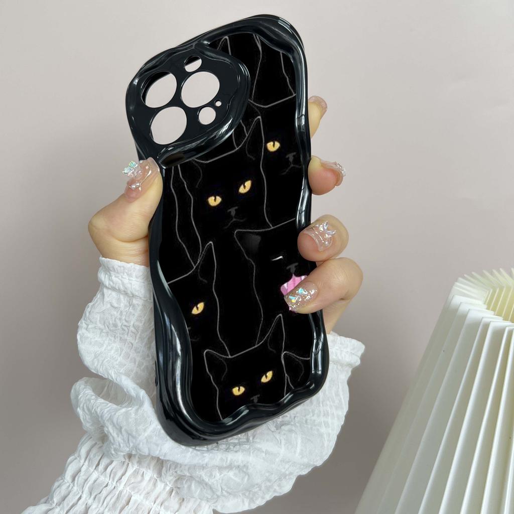 LZ7 Cartoon Cat Cute Clear Soft Wave Phone Cases for iPhone 15 13 Pro Max 12 Mini 14 8 Plus XS Max XR 6 Protection Back Cover