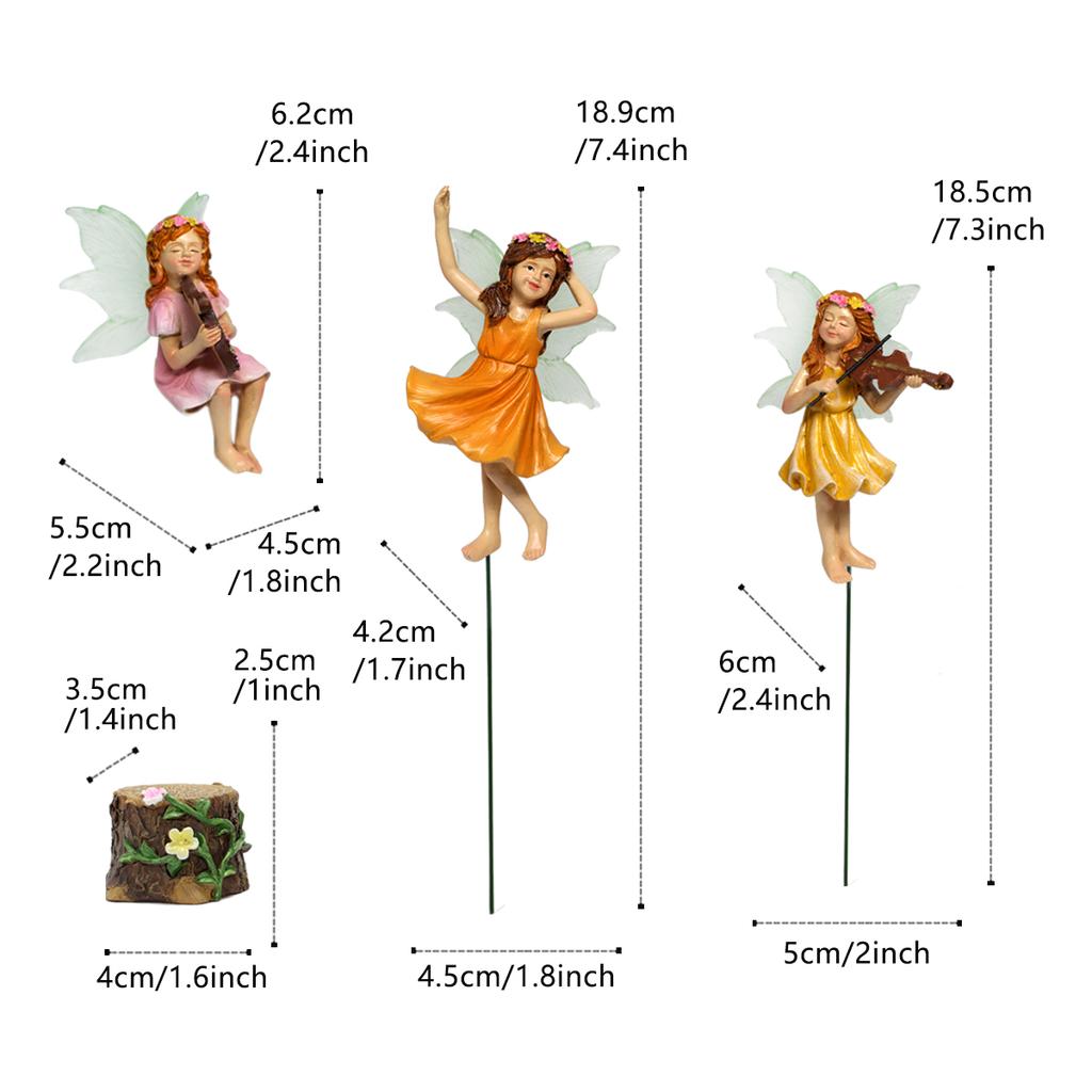3pcs Mini Resin Playing Dance Flower Fairy, Very Cute Fairy Model Flower Pot And Sand Table Decoration, Suitable As A Gift For F