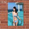 Wall Poster Metal Art - Korean Beauty Model & Bikini Poolside Wall Decor for Home Bar Cafe