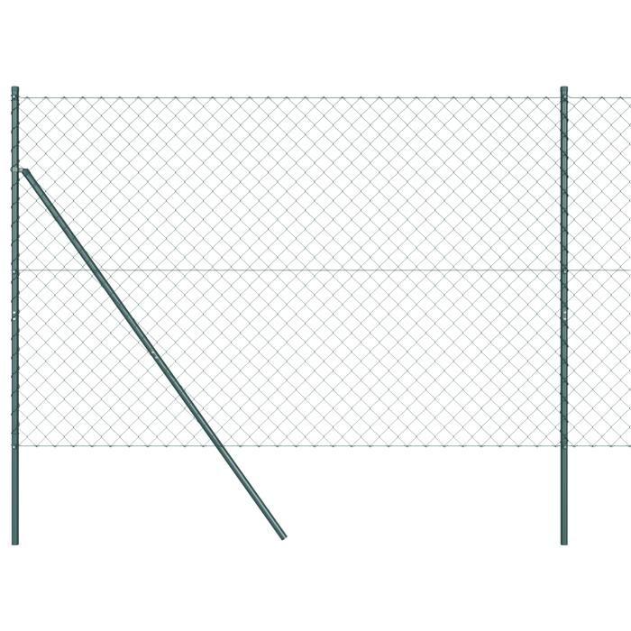 VidaXL Clôture en Maillon de Chaîne avec 7 Poteaux 1.6x10 m Acier Galvanisé Vert 3351081