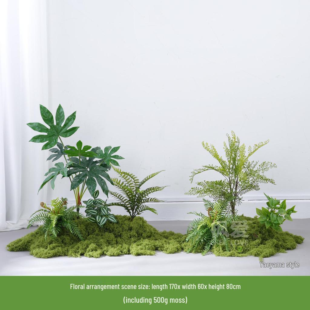 Luxury Faux Green Plant and Flower Decor - Indoor Moss and Grass Clusters for Elegant Landscaping.