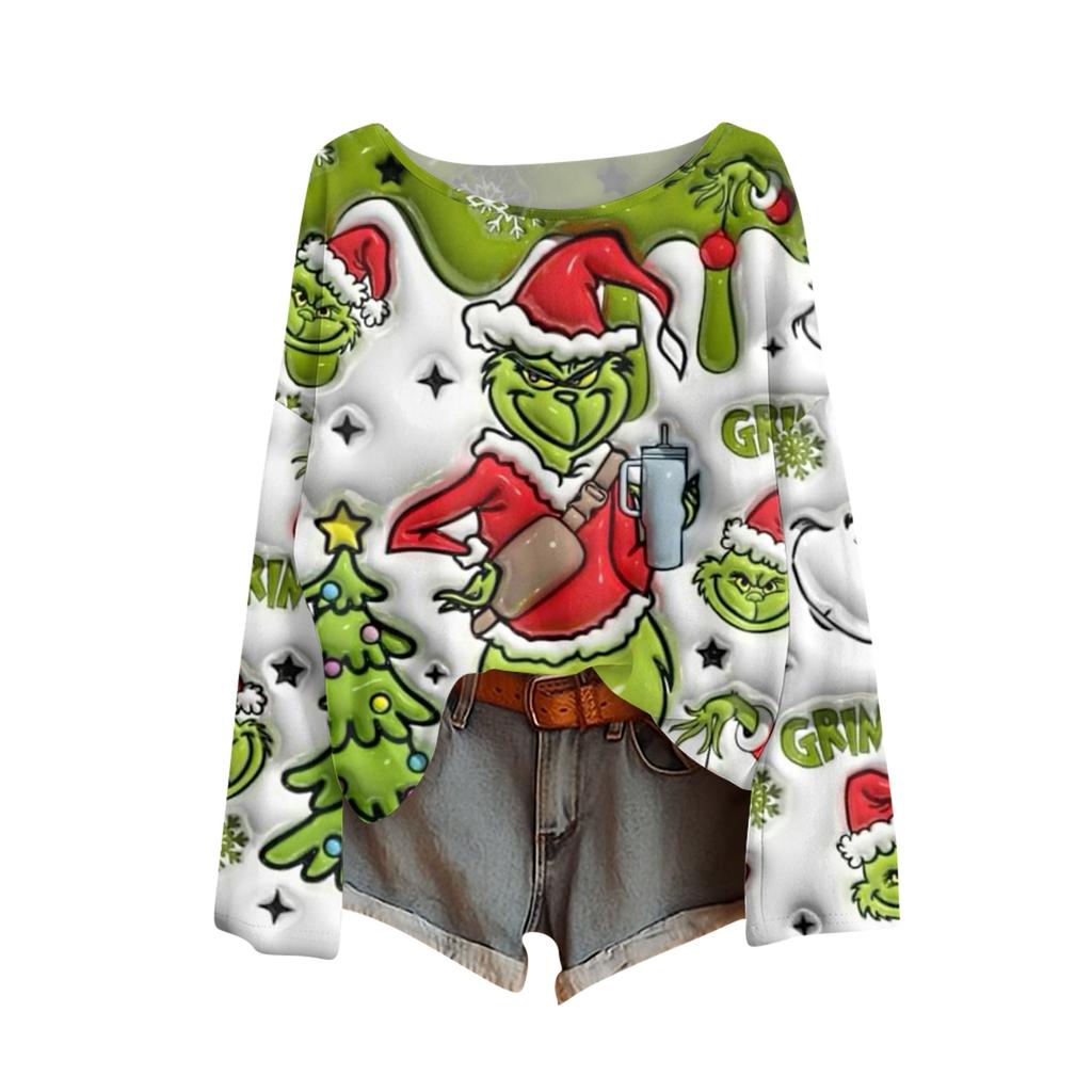 Long Sleeve Shirts For Women Printed Tees Blouses Casual Plus Size Basic Tops Pullover