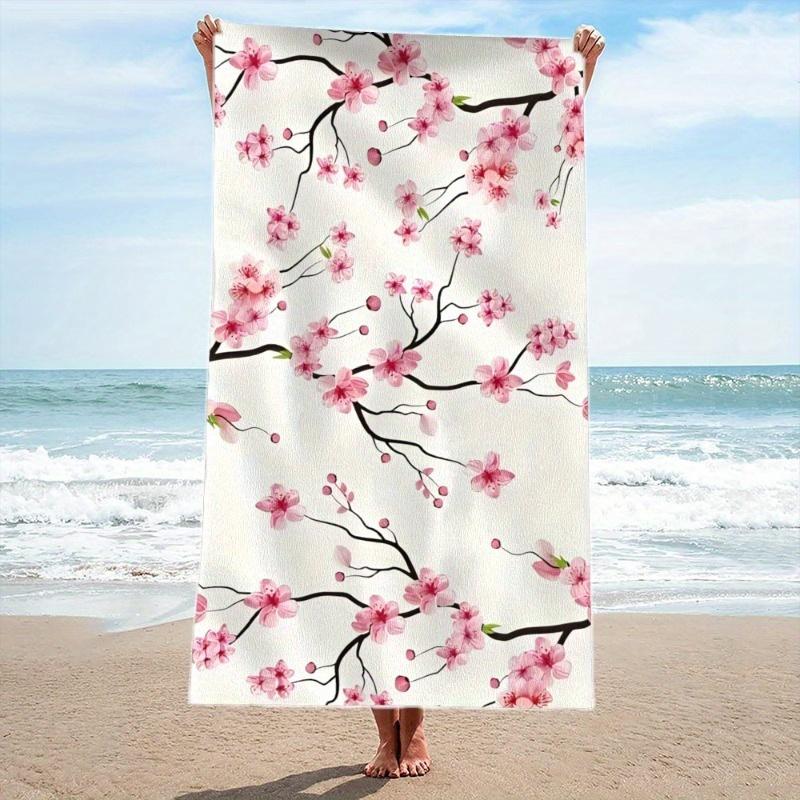 Absorbent Lightweight Beach Towel With Beautiful Botanical Pattern - Perfect For Beach Pool And Spa 70X140cm