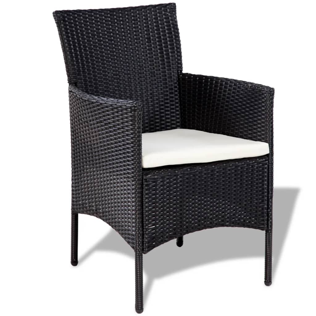 4 Piece Garden Lounge Set with Cushions Poly Rattan Black